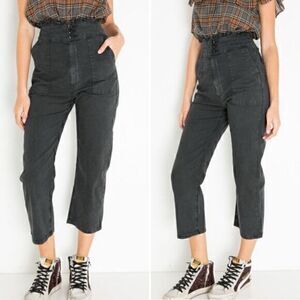 THE GREAT Ruffles Armies High Rise Pants in Black Size 26